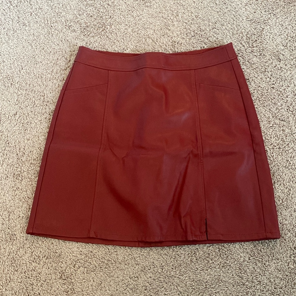 LOFT size 8 red skirt leather looking